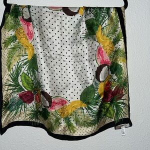 100% Silk Scarf  
Tropical Fruit Motif
A vibrant color pallet.
By:
BCBG MaxAzria